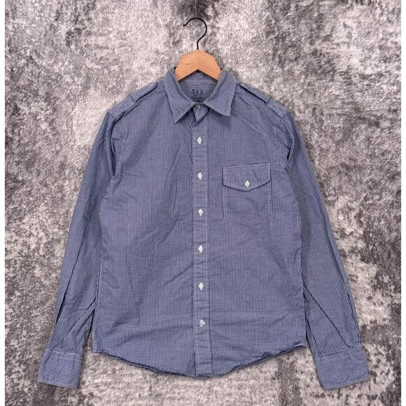 SKU Save Khaki United Shirt Small Mens Blue Gingham Check Officer Utility - Picture 1 of 7
